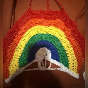 Colorful Crochet Rainbow Halter Top